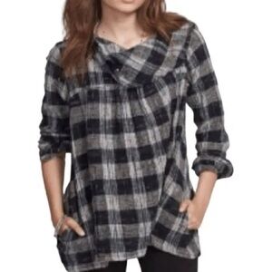 Free People Kids Plaid Sweater - Black and Gray